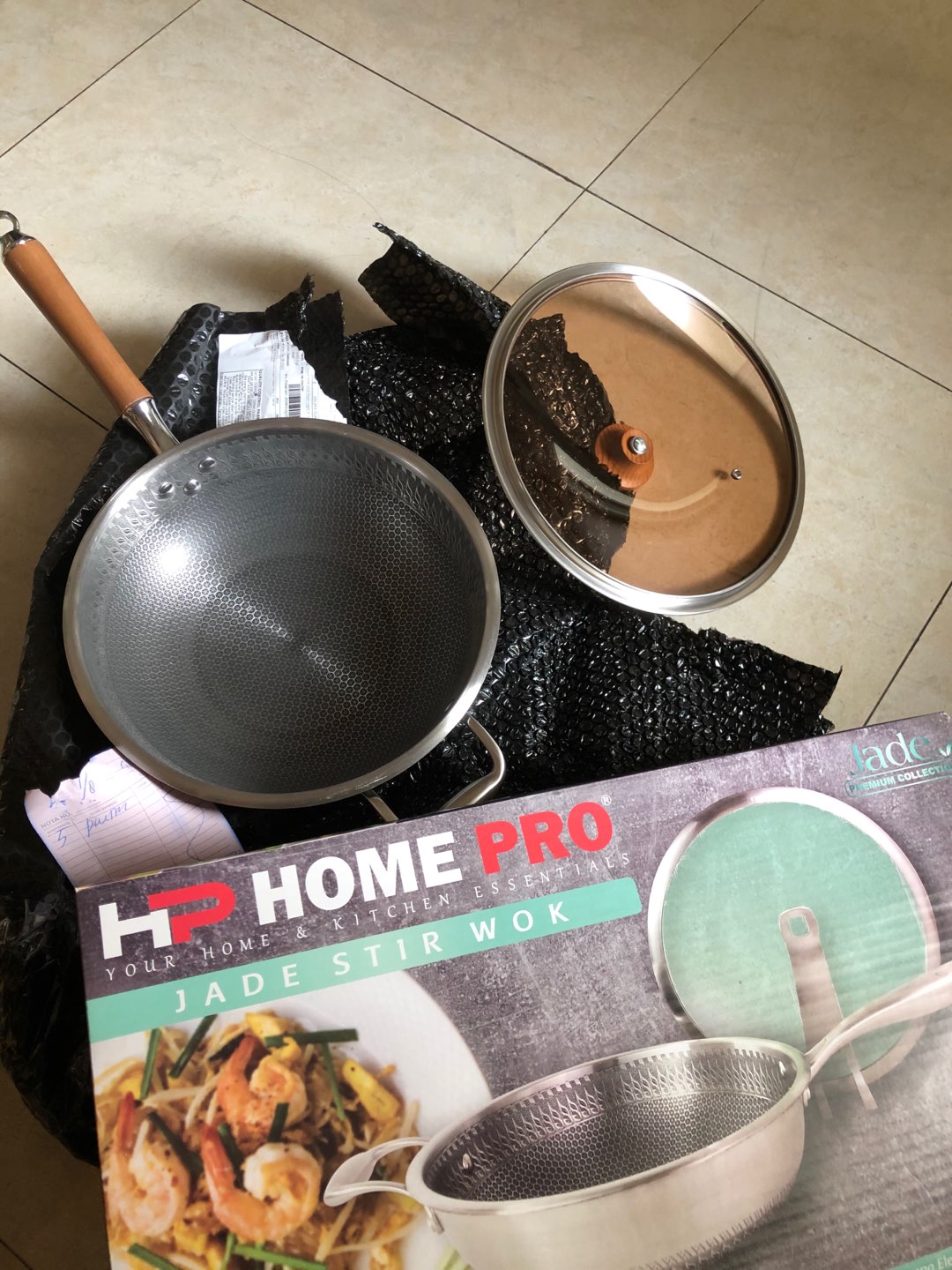 Home Pro Stir Wok Wajan Anti Lengket Jasper High Grade Stainless Steel