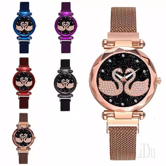 Jam Tangan Wanita Korea Strap Magnet Angsa Double