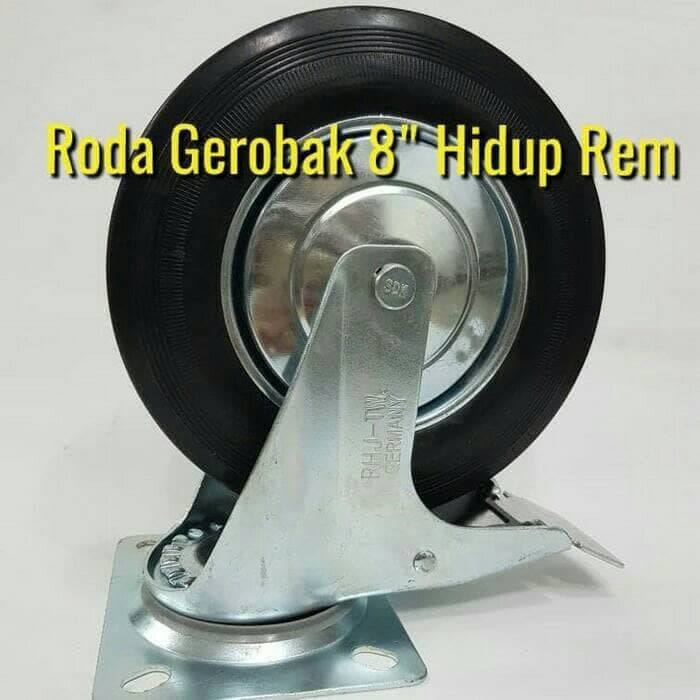 RODA troli 8" HIDUP REM roda trolly 8 roda karet 8 roda gerobak 8
