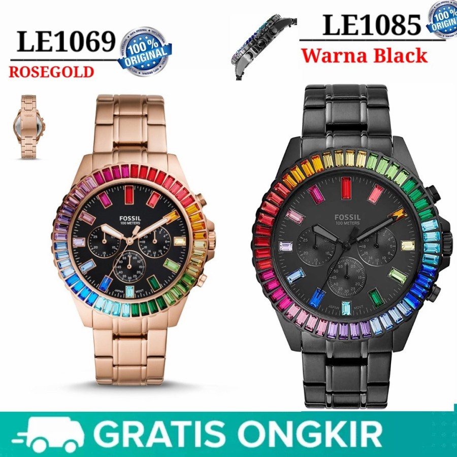 Extra Hemat Jam Tangan Pria & Wanita Fossil Type LE1085 & LE1069 Diamond Dial Jam Tangan Unisex Best