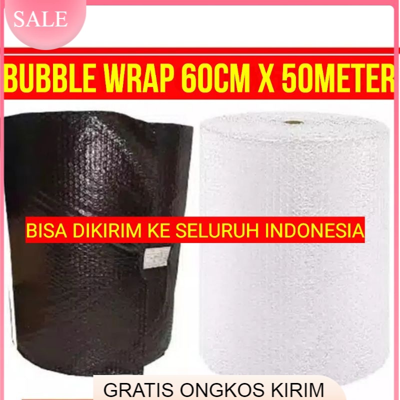 

Bubble Wrap 60cm x 50meter / 40cm x 50meter / 30Cm x 50Meter Hitam Bening Putih Susu Tebal Murah Semarang