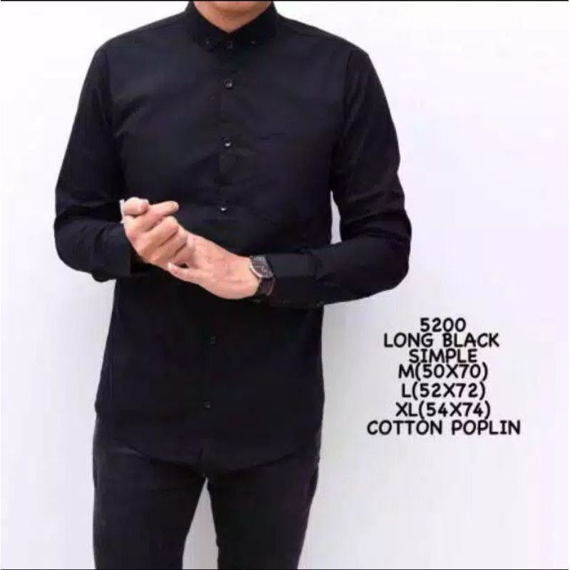 Hem polos pria slimfit Lengan panjang | kemeja polos panjang kantor | kemeja koko polos panjang | kemeja cowok lengan pnjang laqos pique kerah koko