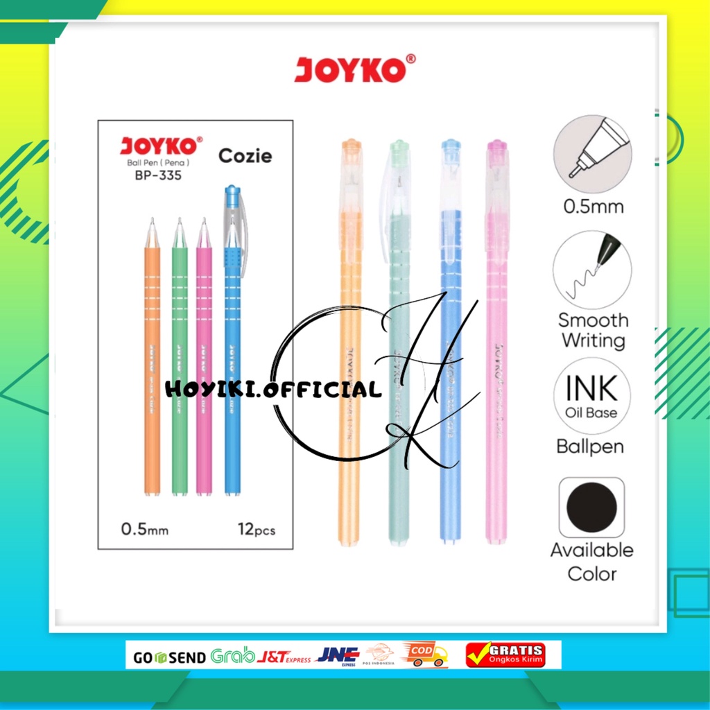 

JOYKO Ball Pen Pulpen Pena Joyko BP-335 Cozie 0.5 mm Perpcs