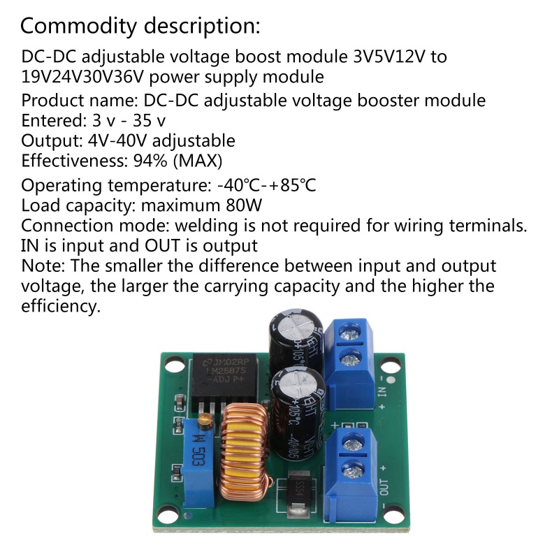 Btsg 80W 3V-35V Ke 4V-40V Untuk Modul DC Boost Step-UP Voltage Converter Power Regulat