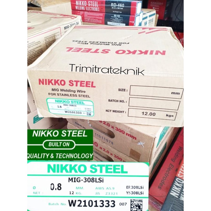 Kawat Las MIG Stainless MIG-308LSi 0.8 mm Kemasan 12 Kg NIKKO STEEL