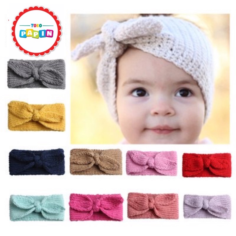 TokoPapin Bandana Anak Bayi Bahan Rajut Pita Baby Headband Knit Bando Rajut Wool Bagus Halus Lucu Perempuan Berkualitas Import