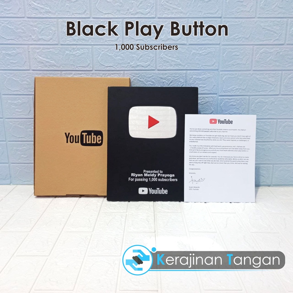 Black Play Button Youtube Custom Nama