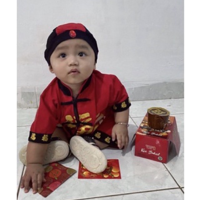 REI CHEONGSAM FREE TOPI DRAGON babeebabyshop baju celana topi imlek pesta konyen sangjit sincia bayi anak laki cowok mewah