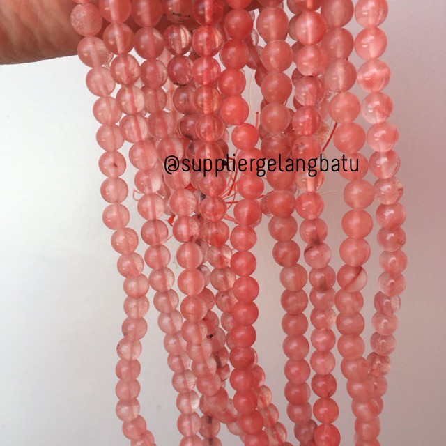 batu kristal 6mm cherry quartz pink natural crystal stone healing akik aksesoris kesehatan unisex