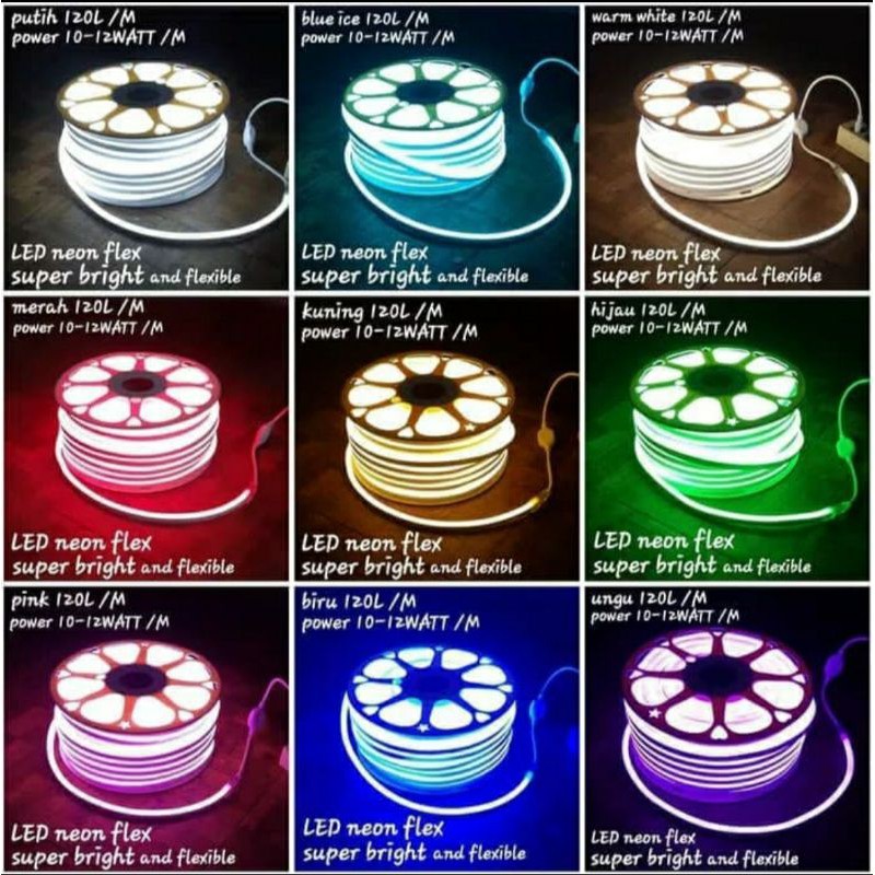 LAMPU NEON FLEX 220V METERAN LED SELANG FLEXIBLE SIGN STRIP TULISAN NAMA 220 V VOLT WATERPROOF