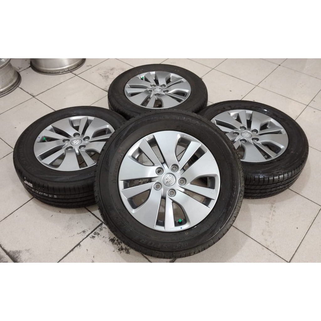 Velg Bekas Copotan Mobil S-CROSS R16 Hole 5X114,3 GREY + Ban DUNLOP 205 65 R16 Untuk Mobil New Carry