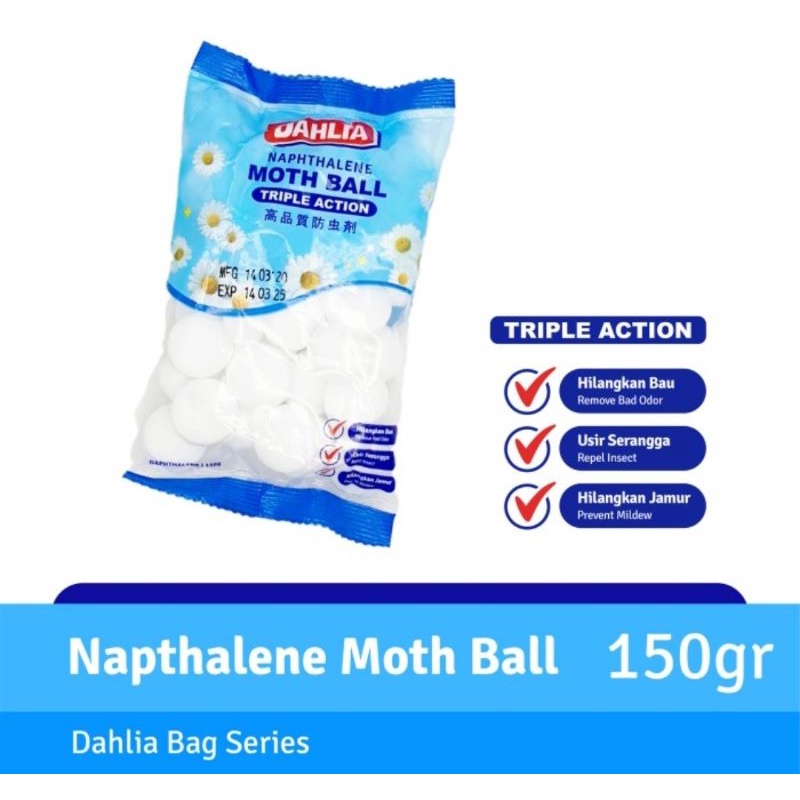 DAHLIA Kamper Bola Bola Putih Kapur Barus 150GR Moth Ball Triple Action DAHLIA