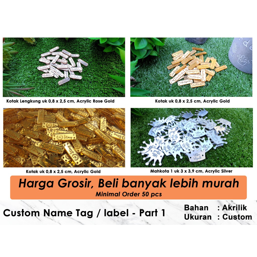 

Custom Name Tag Hijab / label branding pakaian / hijab - Akrilik - MINIMAL ORDER 50 PCS