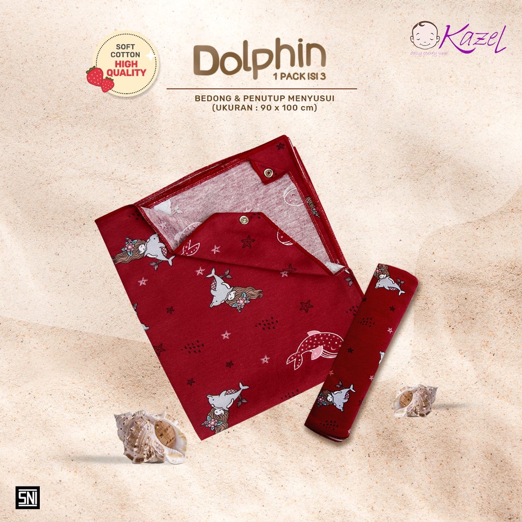 Kazel Bedong isi 3 (Swaddle &amp; Nursing Cover) 2in1 Dolphin Edition - Bedong Bayi