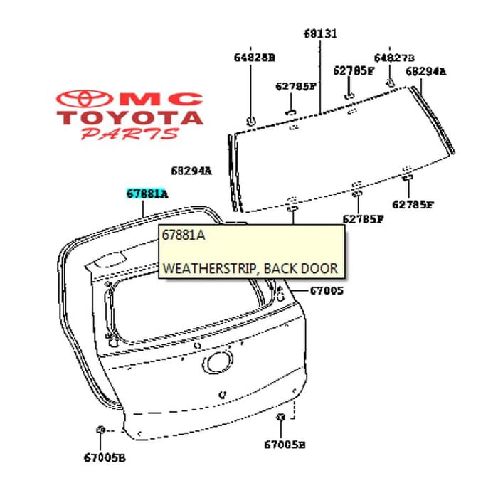 Karet Body Pintu Bagasi Belakang Etios Valco 67881-0D100