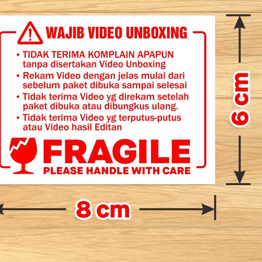 

Best! Stiker Label Fragile Wajib Video Unboxing Sticker Pengiriman Online Shop 6 x 8 cm 1 roll/ 300 pcs