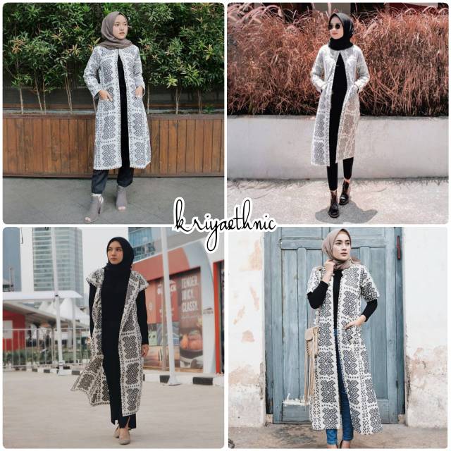 Long Outer Tenun Kardigan Blazer Tenun