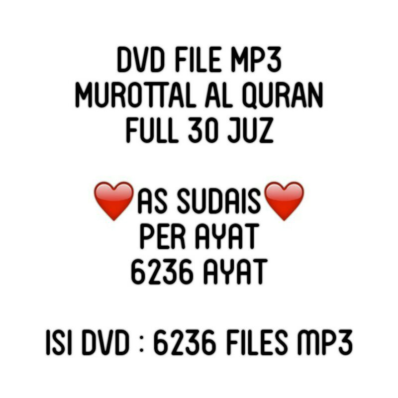 DVD MUROTTAL AL QURAN MP3 AS SUDAIS PER AYAT 30 JUZ MUROTAL CD MURAH ASSUDAIS ASUDAIS