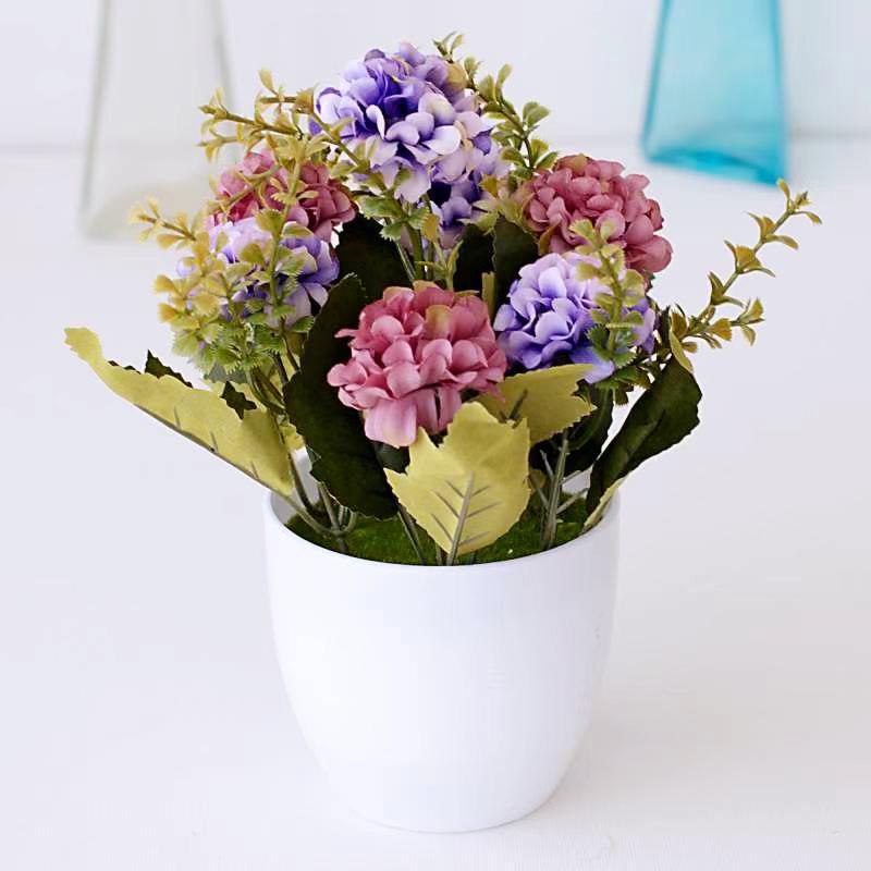 AM619 Bunga plastik / pajangan bunga Artificial / Vas Bulat-2