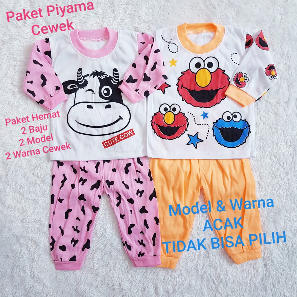 COD Paket Piyama Isi 2 Pcs Piyama Panjang Anak Cewek Baby Alicia