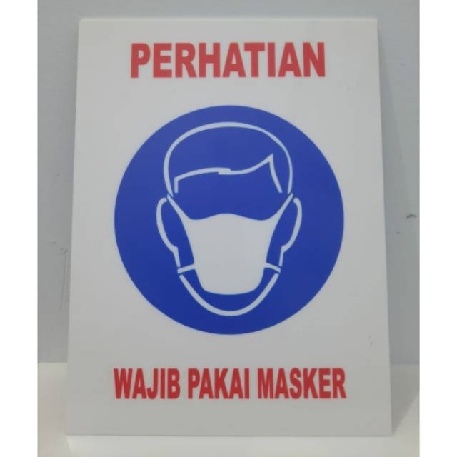 Sign label akrilik wajib pakai masker , sign board acrylic ...