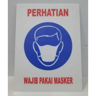 Sign label akrilik wajib pakai masker , sign board acrylic ...