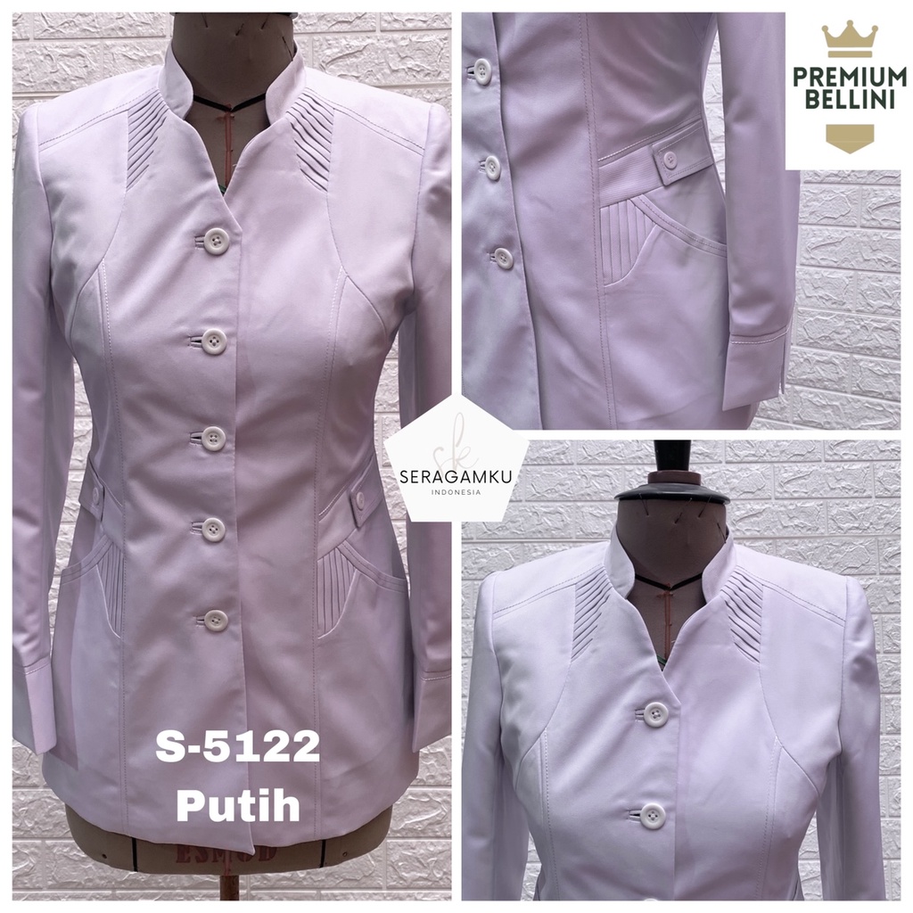 SERAGAM BELLAGIO / Seragam Putih PNS / Blazer Dinas / Putih Premium BELLINI