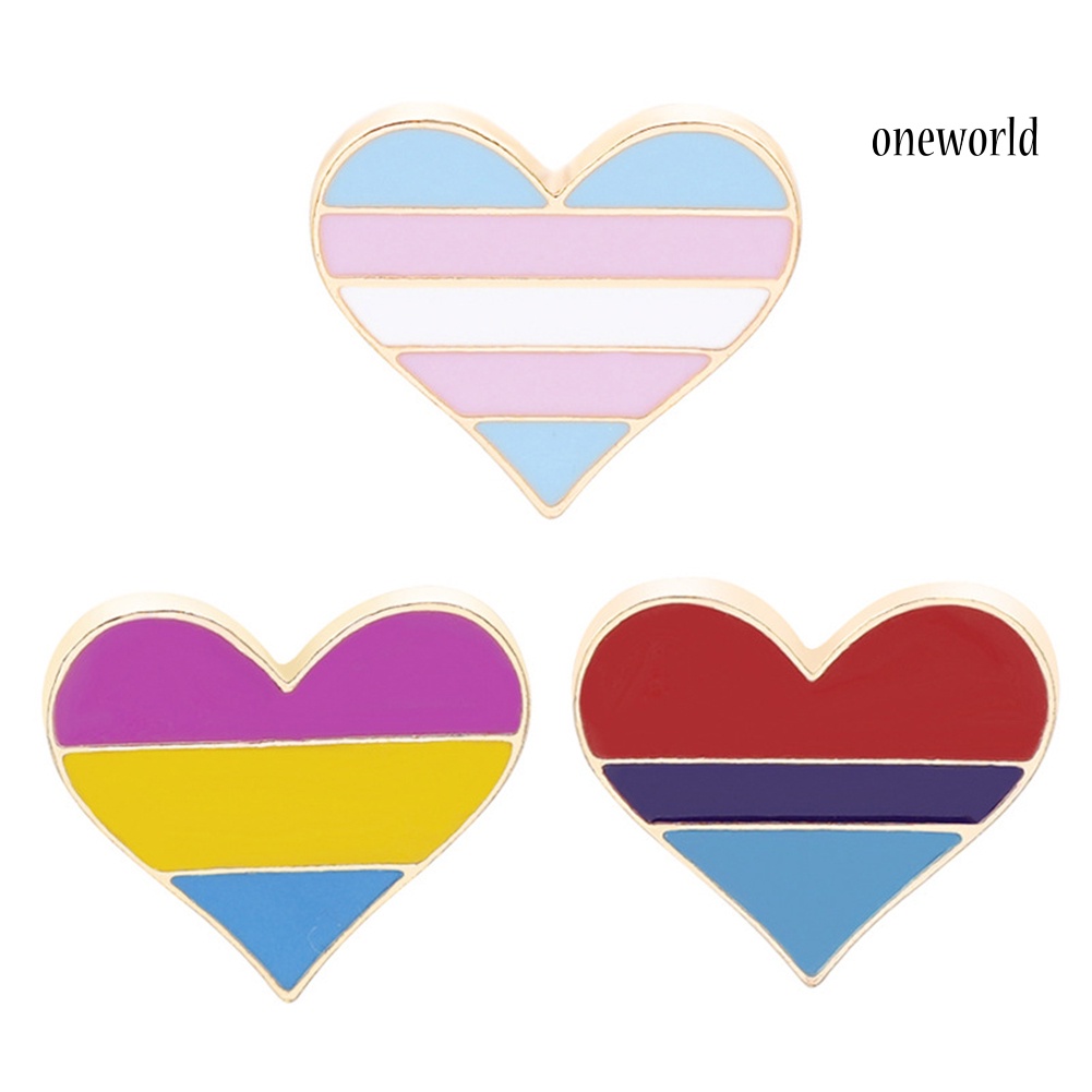 OW@ Cute Rainbow Heart Enamel Brooch Pin Gay Pride Metal Badge Hat Collar Jewelry