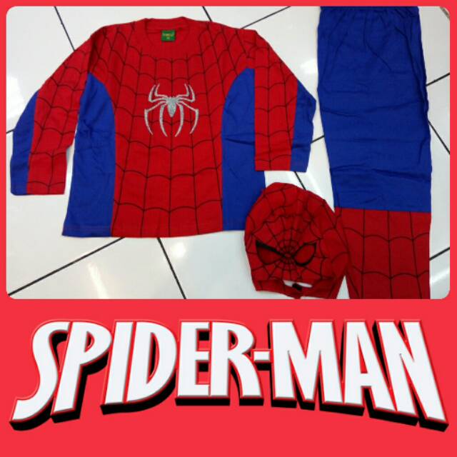 Baju Kostum Anak Superhero Spiderman Karakter Setelan Panjang Cowok