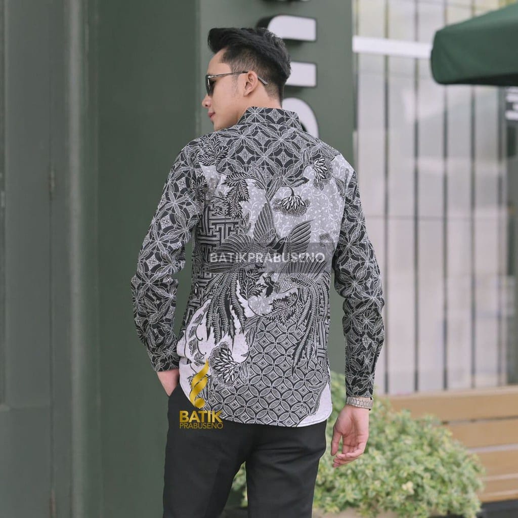 Baju Batik Pria Cowok Laki Laki Slimfit Full Lapis Furing Lengan Panjang Original  45