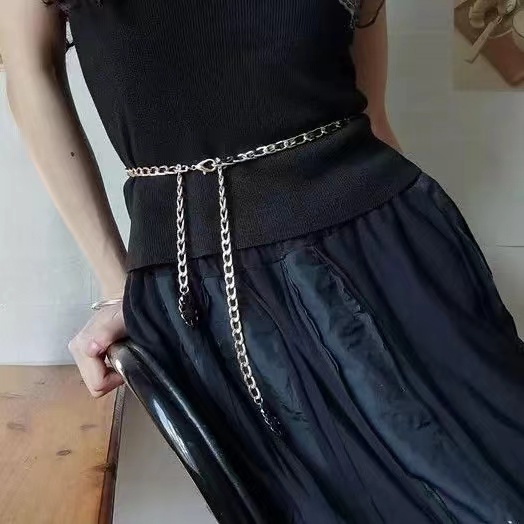 Ikat Pinggang Belt Rantai Slim Model Mutiara Imitasi Wanita Korean Fashion