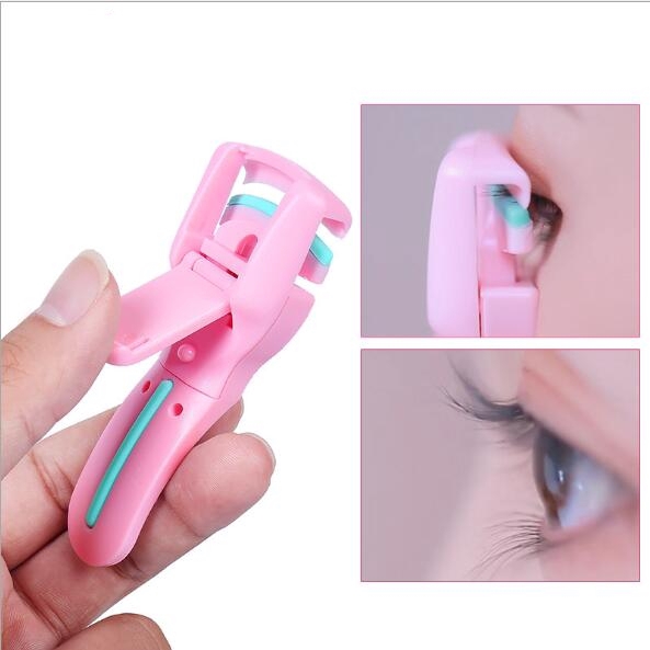 Portable Plastic Mini Handhold Eyelash Clip,Eyelashes Curler Clip Silicone Pad Makeup Tools