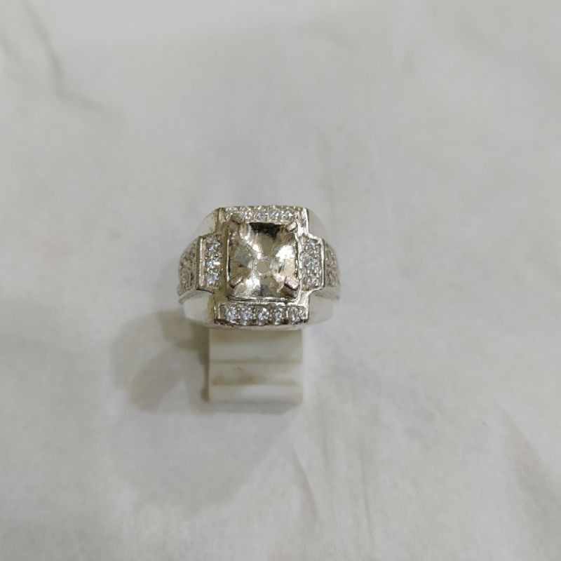 CINCIN EMBAN RING PERAK925 ASLI HANDMADE SIRCON MODEL MANGKOK KOTAK