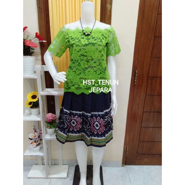 SETELAN TENUN ROK LIPIT & BLOUSE BROKAT