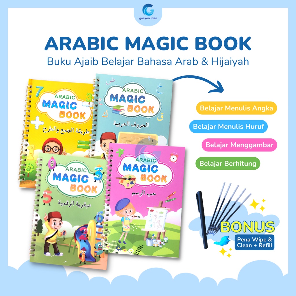 Buku Ajaib Magic Book Huruf Hijaiyah Wipe &amp; Clean Belajar Huruf Arabic Hijaiyah