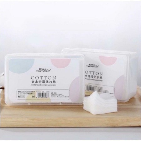 KAPAS TIPIS LAMEILA 1000 PCS [BOX] / LAMEILA MAKE UP COTTON PADS FACIAL SOFT / LA MEI LA KAPAS PEMBE