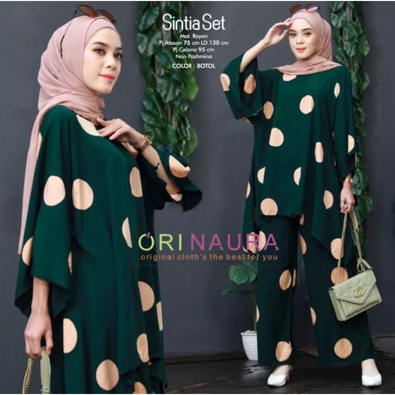 SETELAN WANITA/SETELAN TUNIK DRESS EMIRA/ SET JUMBO/ONE SET WAKA WAKA  JUMBO/SETELAN PREMIUM/LD 120-SET WAKA DONAT HIJAU