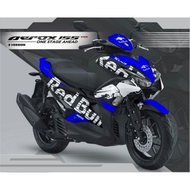 sticker decal aerox redbull biru