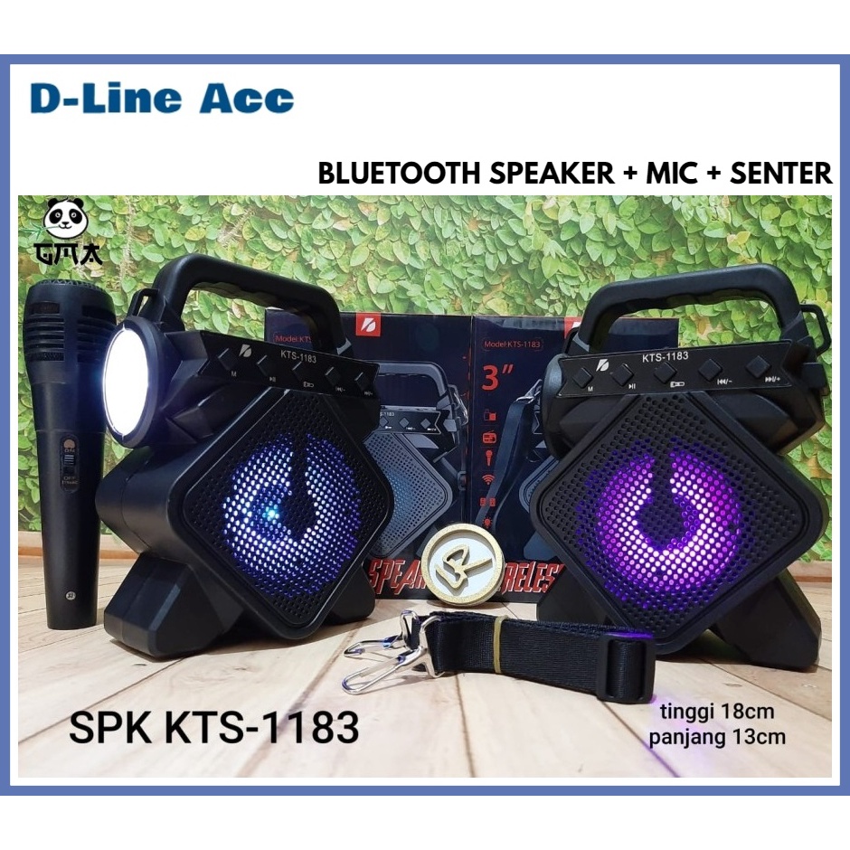 Speaker Senter Music Box Wireless Bluetooth KTS 1183  + Mic + Senter ukuran 3 inchi (Bisa COD)