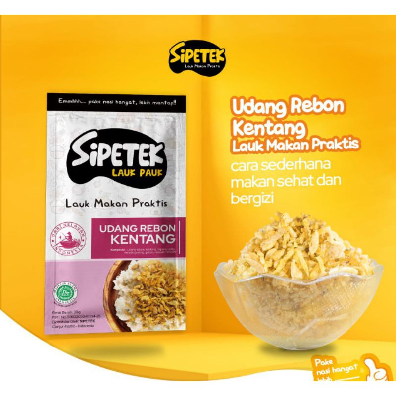 

Lauk makan praktis kering sipetek udang rebon kentang kemasan ekomis 30gr