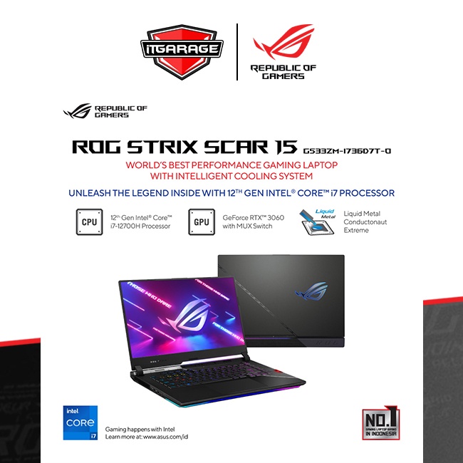 Asus Rog Scar 15 G533ZM-I736D7T-O|i7-12700H/16G/1TB/RTX3060-6G