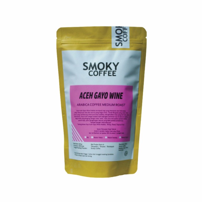 

⭐ BISA COD ⭐ Kopi Aceh Gayo Wine Arabika - Medium Roast 200 gr - Smoky Coffee - Biji