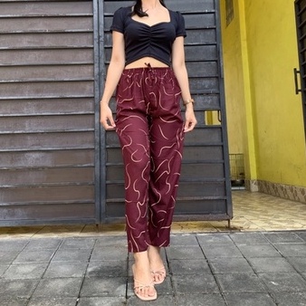 Celana Kulot Motif Cacing Celana Panjang Wanita Nyaman Dipakai