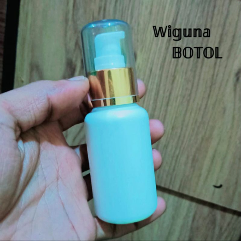 Botol Pump Treatment 70ml Putih / Botol Tubular 70ml Putih Tutup Pump Treatment Ring Almunium Gold Fullcap