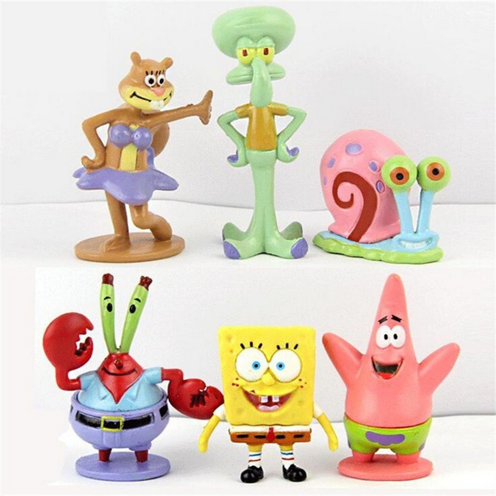 Set 6pcs SpongeBob Action Figure Mainan Pajangan Hiasan Kue