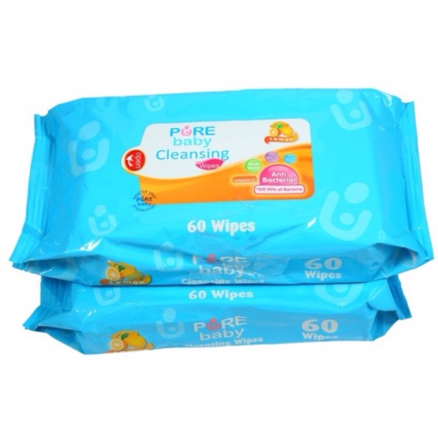 2Pack PURE BB Cleansing Wipes 60s PureBABY Cleansing Wipes 2x60s | Tissue Basah Bayi