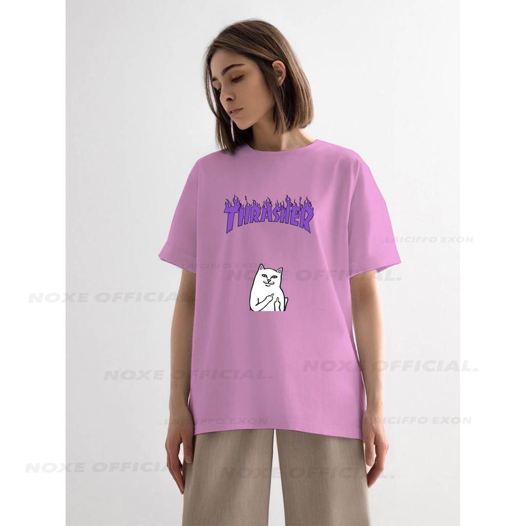 baju kaos adem pria dan wanita gambar kucing Thrasher