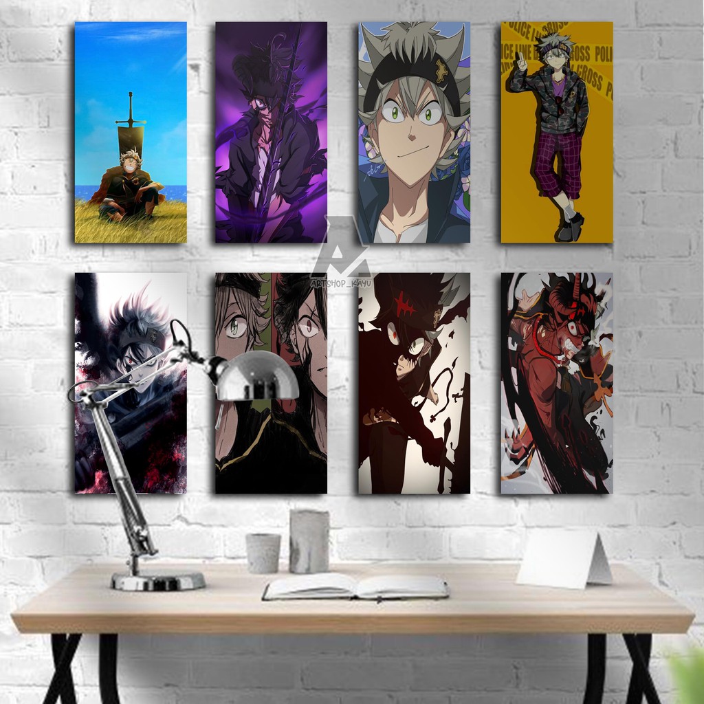 POSTER KAYU Hiasan dinding BLACK CLOVER Hiasan Kamar 15x30cm Pajangan Rumah/ dekorasi dinding / Wall