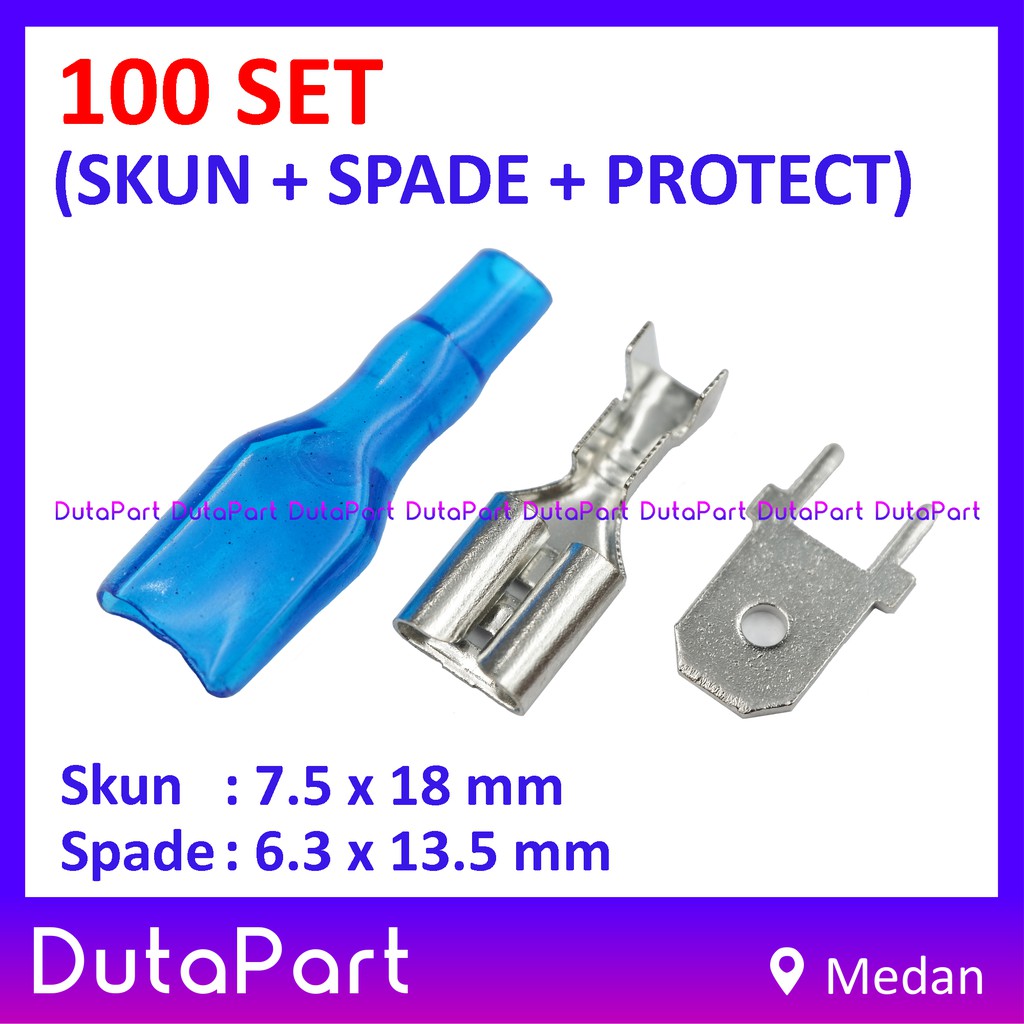 100 SET Skun Betina Female + Spade PCB + Protect Karet 6.3mm 7mm 7.5mm Speaker Twitter