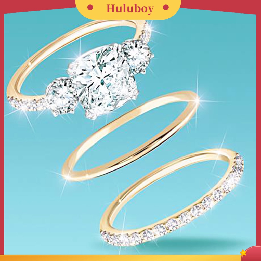 Hu Hu Hu Hu Hu Alat Bantu Pasang Kacamata♡ 3pcs / Set Cincin Berlian Imitasi Bahan Alloy Untuk Wanita